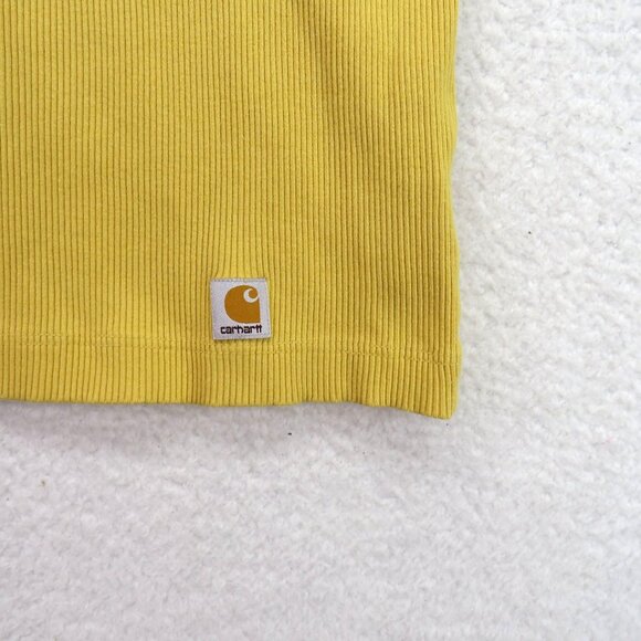 Carhartt‎ Shirt Womens Size Small Yellow Ribbed Long Sleeve Henley Gorpcore - Picture 3 of 11
